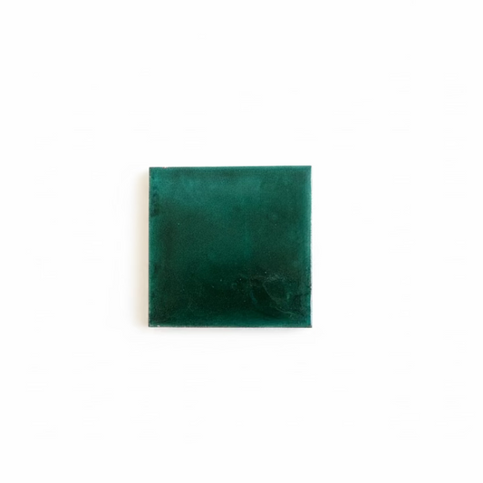 Deep forest green square sample tile by Clay Imports with a textured, subtly uneven surface.