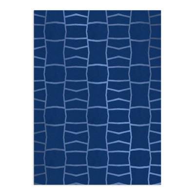 Dark blue Las Marcas Wallpaper by Clay Imports with a light blue irregular geometric grid pattern.