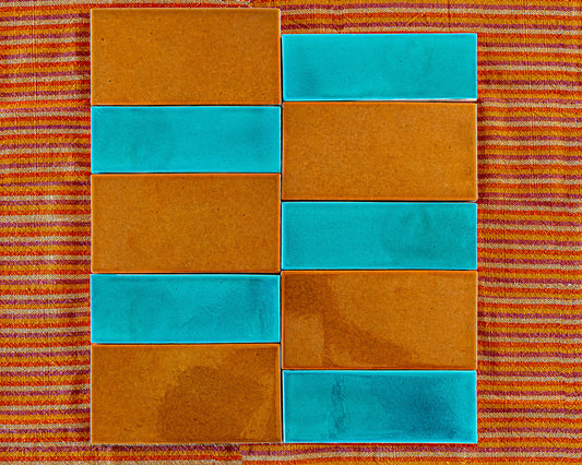 Terra Crackle 3x6 + Turquoise Crackle 2x6