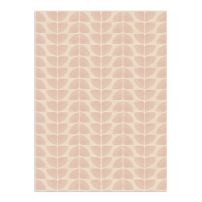 Pink and beige geometric wallpaper by Clay Imports with repeating fan-like petal shapes.