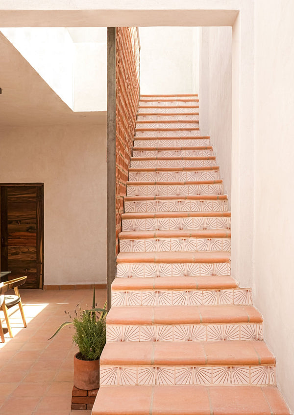 Organic Terracotta Stair Coping 12"x12"