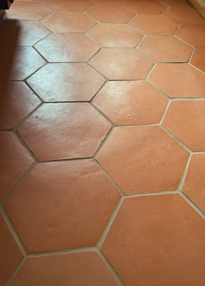 Pressed Terracotta Red Hexagon 12"