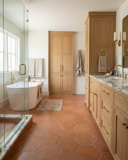 Pressed Terracotta Red Hexagon 12