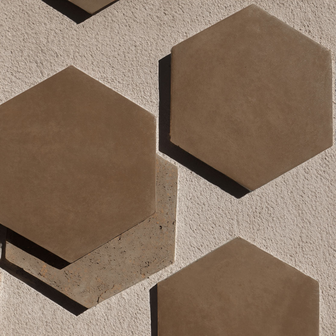 Pressed Terracotta Brown Hexagon 12