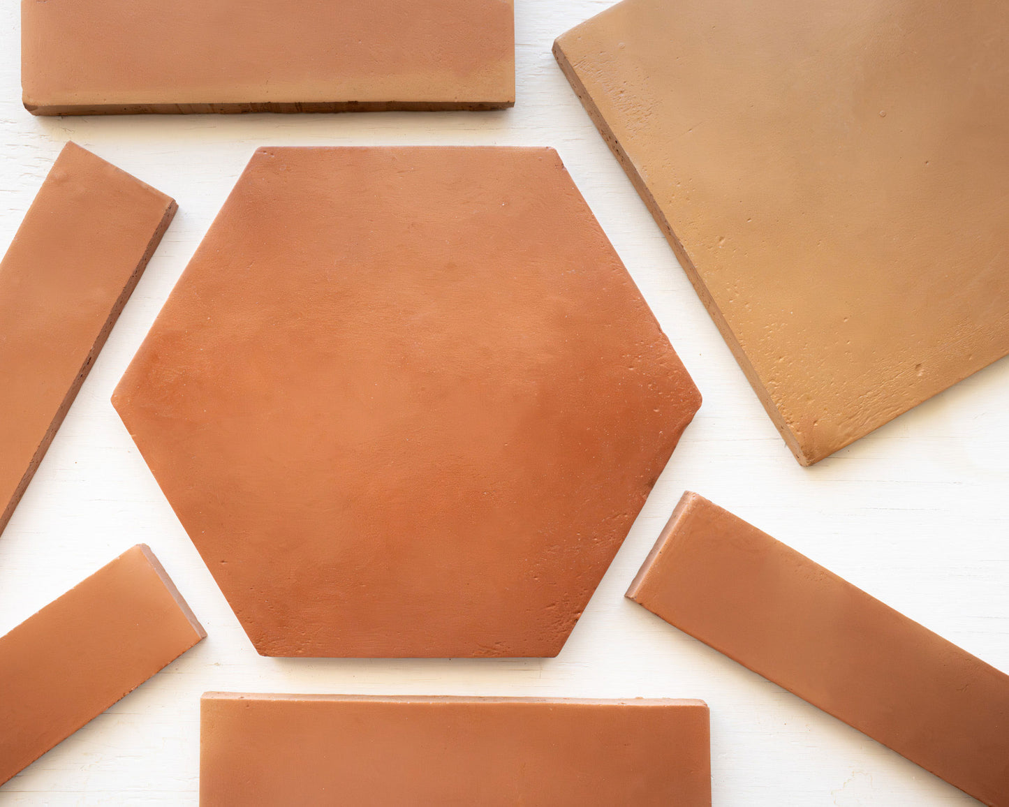 Pressed Terracotta Red Hexagon 12"