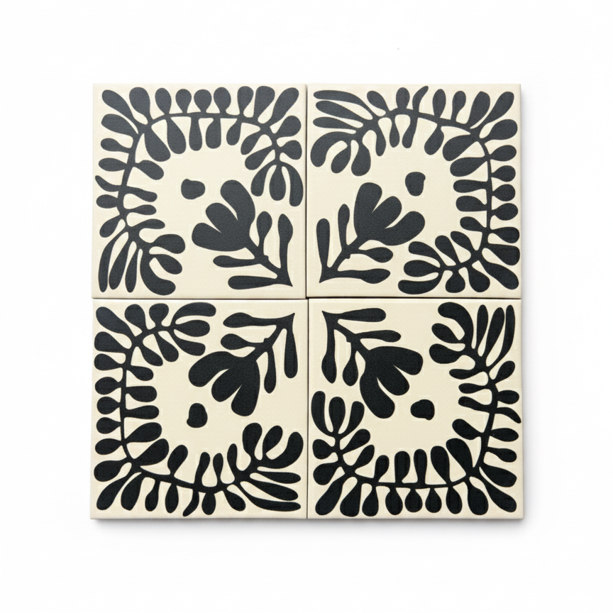 Sprig Champagne Black 8x8