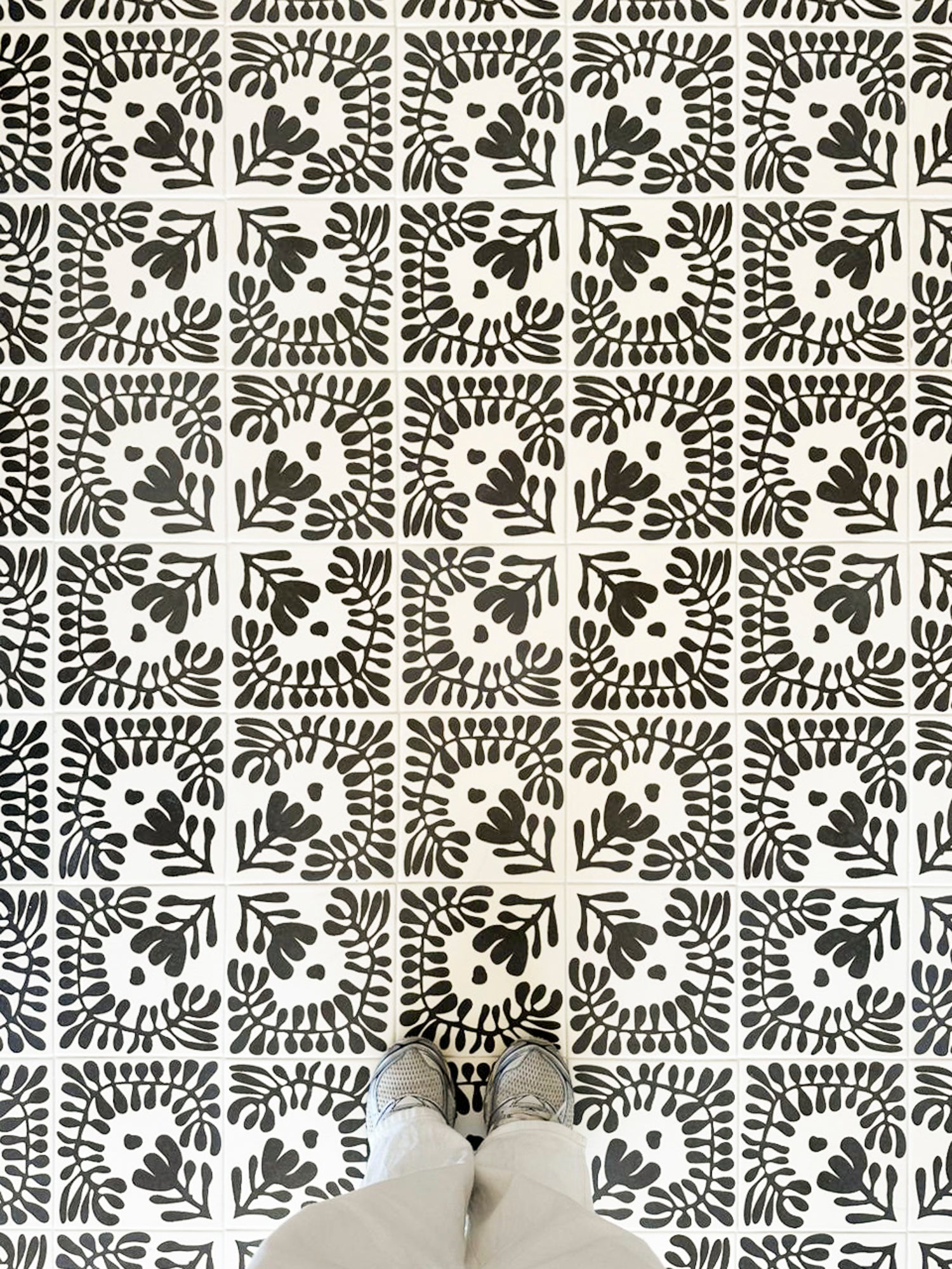 Sprig Vocho Black Square Pattern Tile | Clay Imports