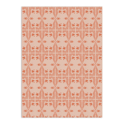 Spring Wallpaper by Clay Imports featuring a repeating peach and dark orange botanical and floral block print pattern.