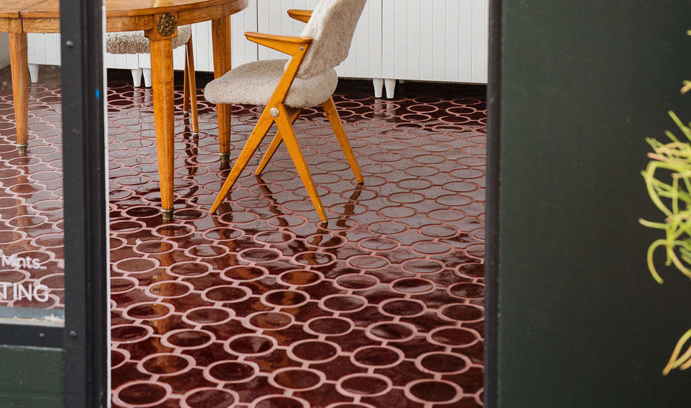 Path & Round Oxblood 4.5 Interlocking Clay Tile | Clay Imports