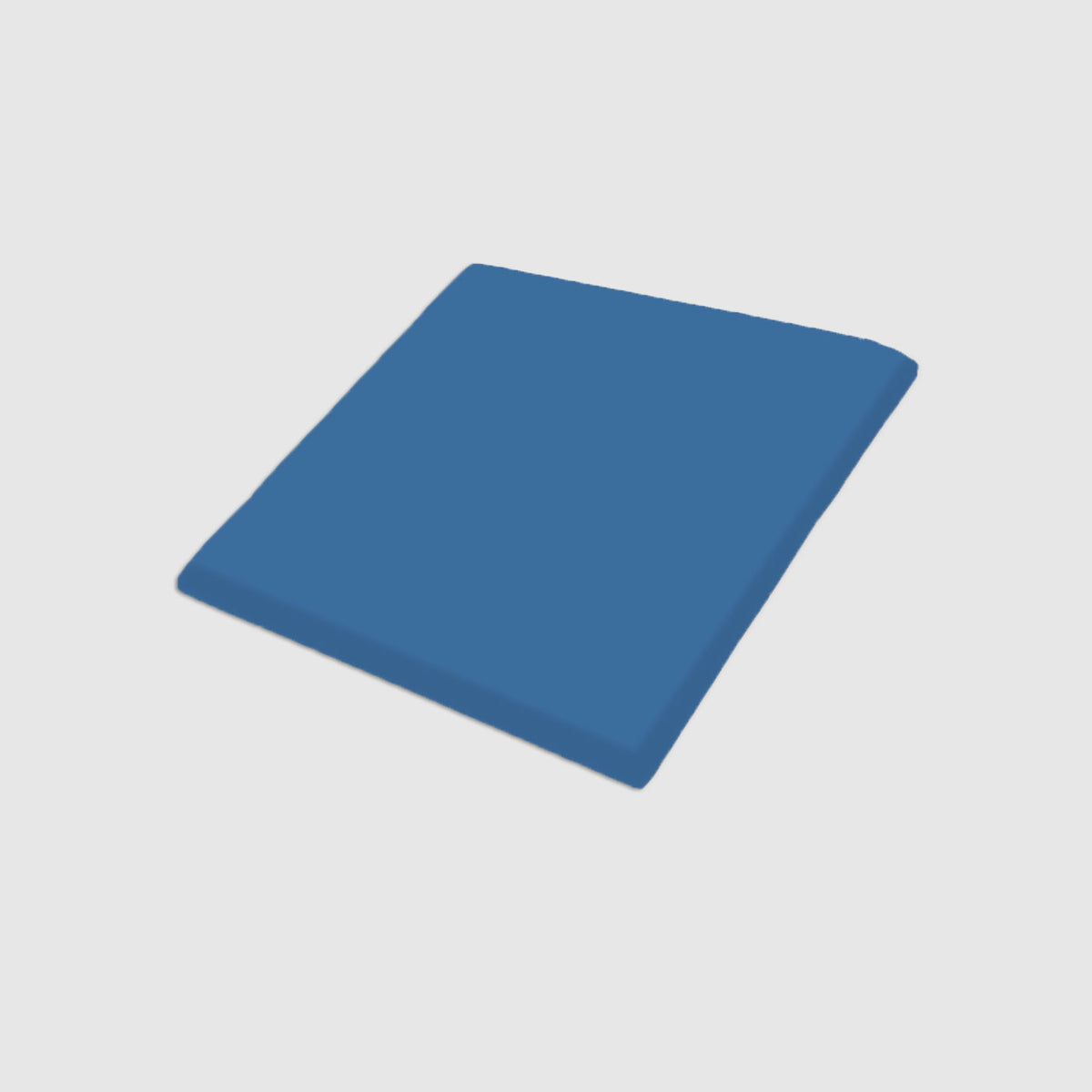 Blue double bullnose solid tile by Clay Imports with rounded edges, angled view.