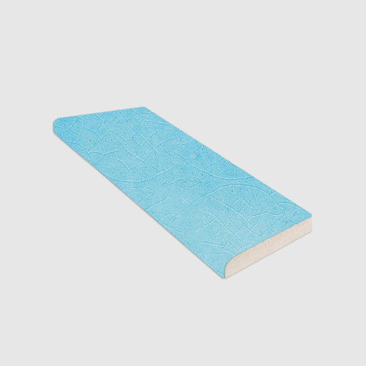 Single Bullnose Aqua Crackle Gloss Tile 2"x8"