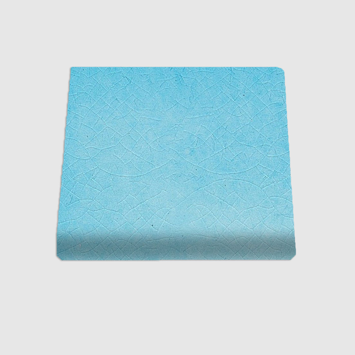 Single Bullnose Aqua Crackle Gloss Tile 4"x4"