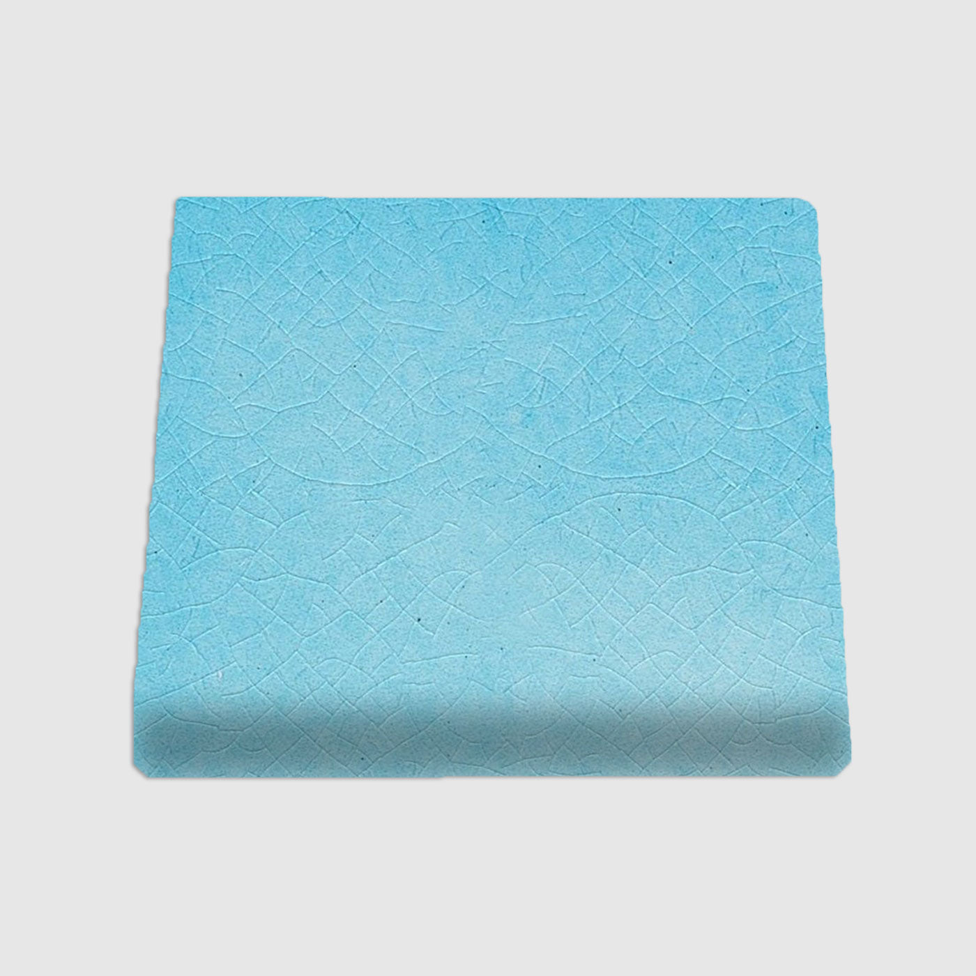 Single Bullnose Aqua Crackle Gloss Tile 6"x6"